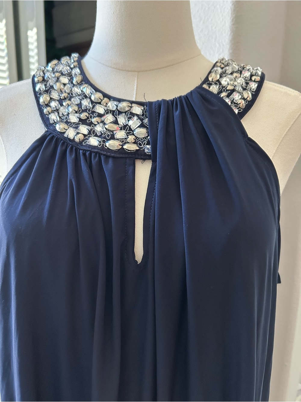 Embellished Halter Neck Navy top